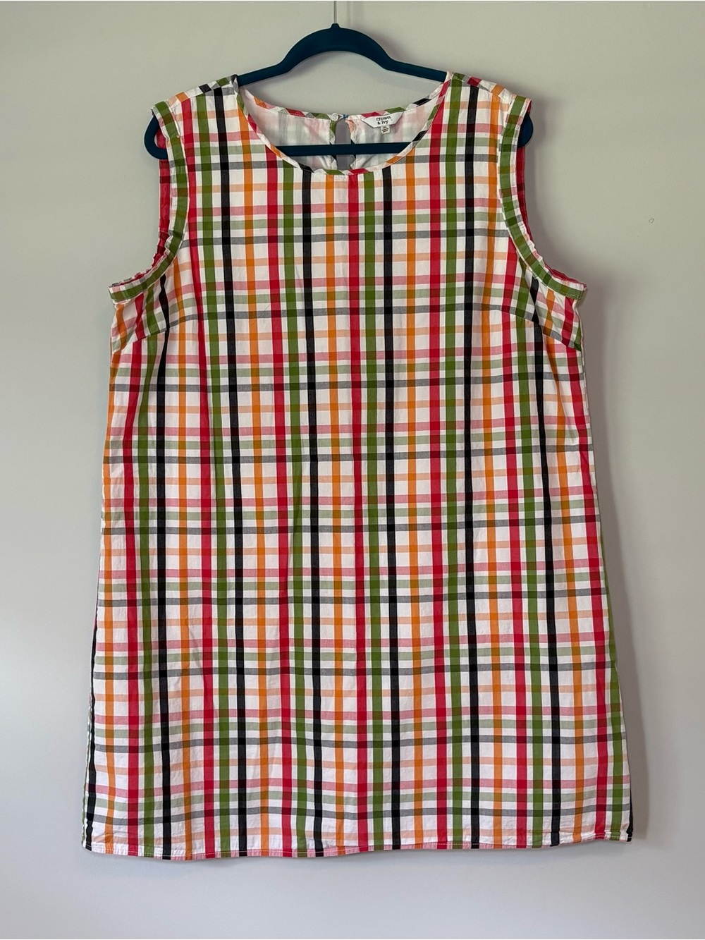 CROWN & IVY Multicolor Plaid Sleeveless Midi Dress Size XL